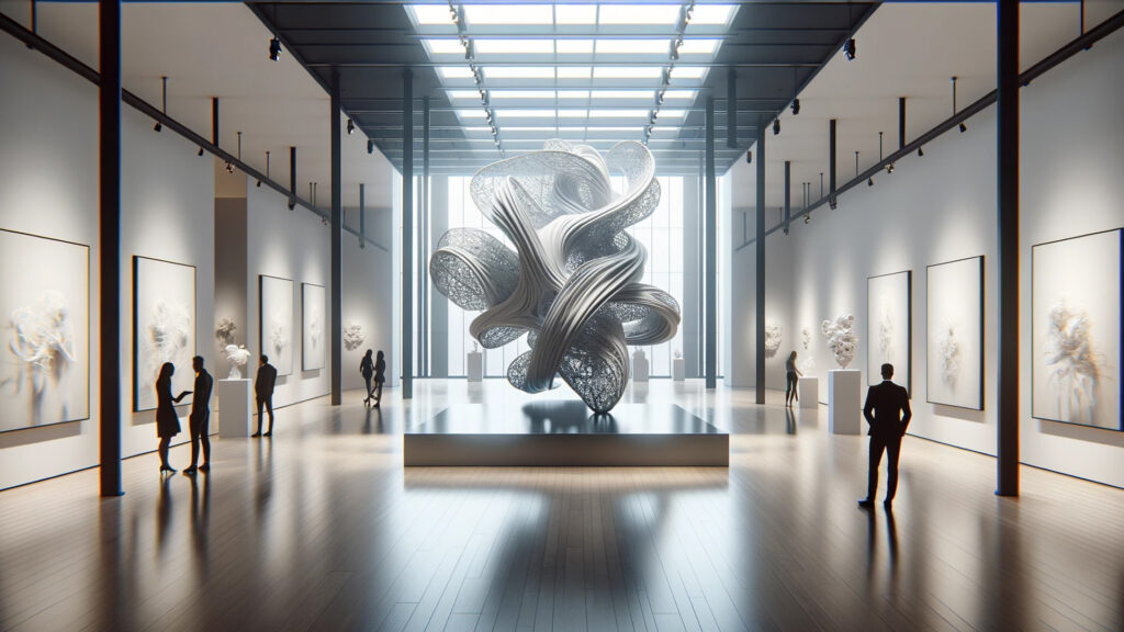 An Artificial Intelligence sculpture in a museum